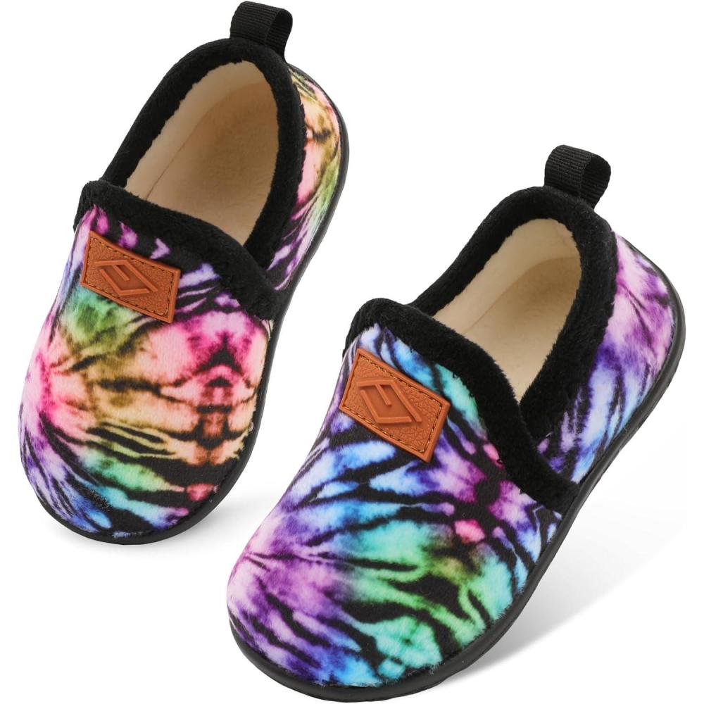 Lefflow Toddler Slippers Boys Girls House Shoes Slip on Baby Sock Shoes Lightweight Outdoor Walking Shoes(Blackbohemia)