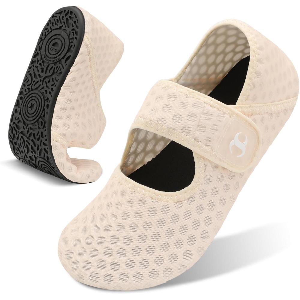 Water Shoes for Women Men Barefoot Beach Swim Aqua Socks Summer Wide Slides Sandals Quick Dry Pool River Sea Sock Shoes(Beige)