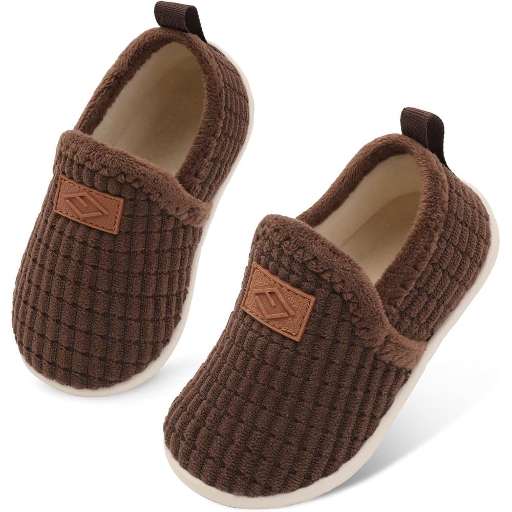 Lefflow Toddler Slippers Boys Girls House Shoes Slip on Baby Sock Shoes Lightweight Outdoor Walking Shoes(Nibletdarkbrown)