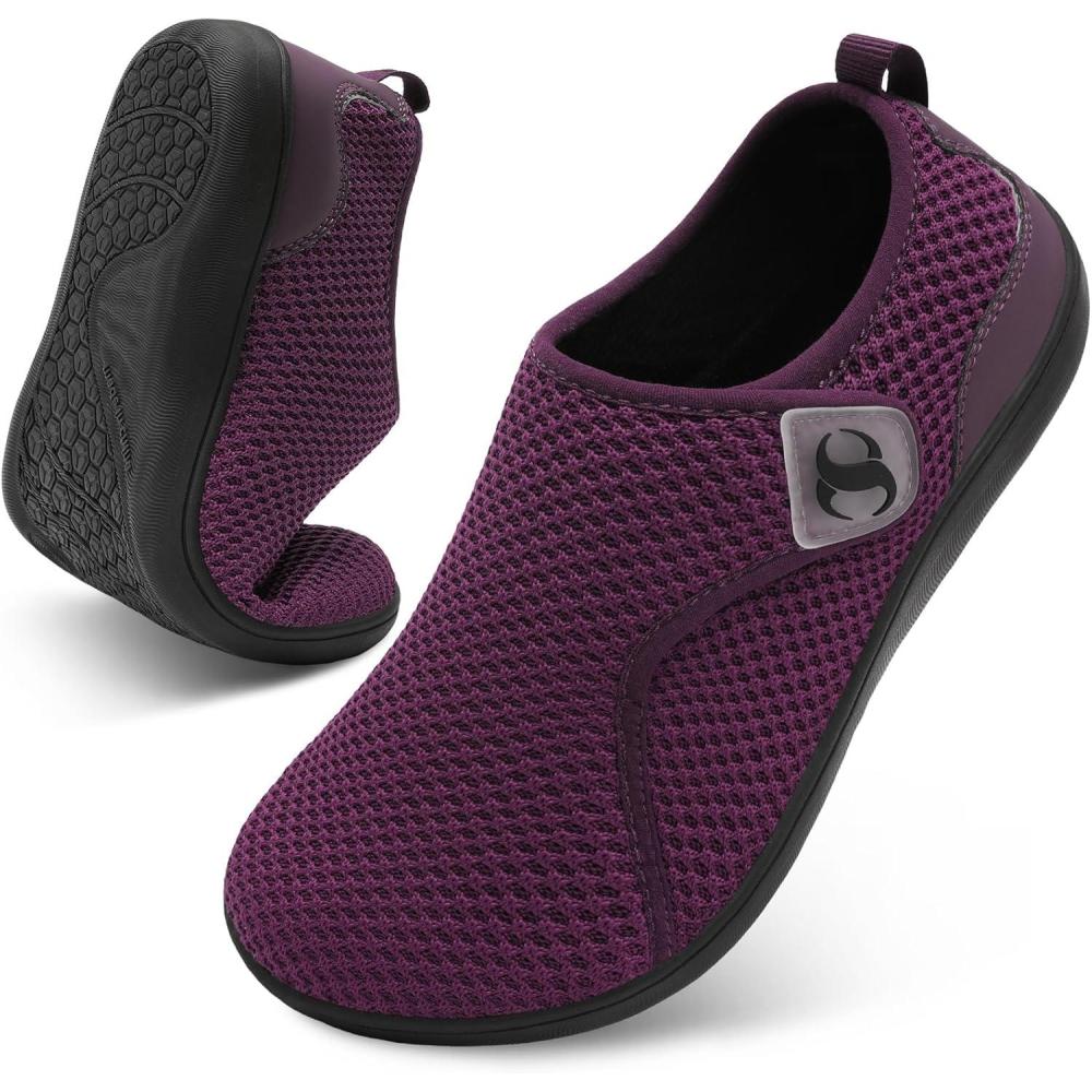Womens Walking Shoes Comfortable Wide Diabetic Shoes Adjustable Zero Drop Edema Shoe Breathable Neuropathy Nursing Shoes Casual Wide Width Sneakers(Purple)