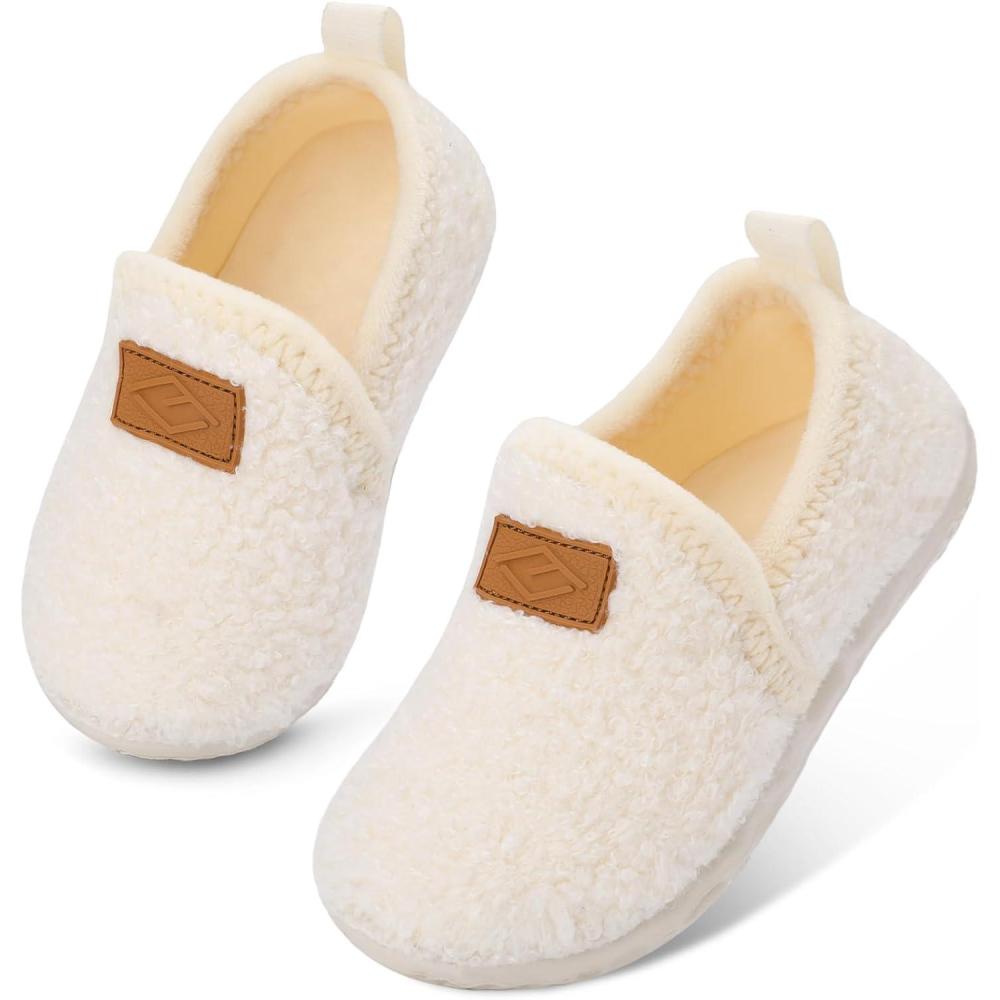 Lefflow Toddler Slippers Boys Girls House Shoes Slip on Baby Sock Shoes Lightweight Outdoor Walking Shoes(Beige)