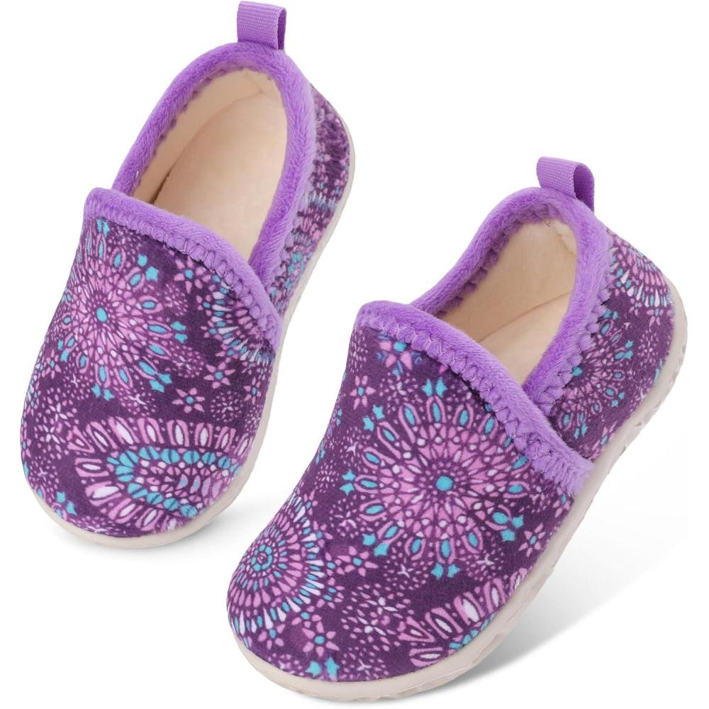 Lefflow Toddler Slippers Boys Girls House Shoes Slip on Baby Sock Shoes Lightweight Outdoor Walking Shoes(Oldpurple)