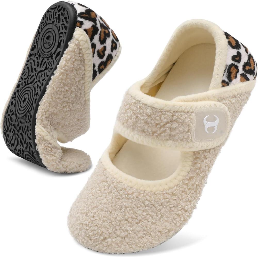 Comfy House Slippers for Women & Men – Wide Diabetic Sock Slippers, Soft & Cozy Barefoot House Shoes(Spleopard)