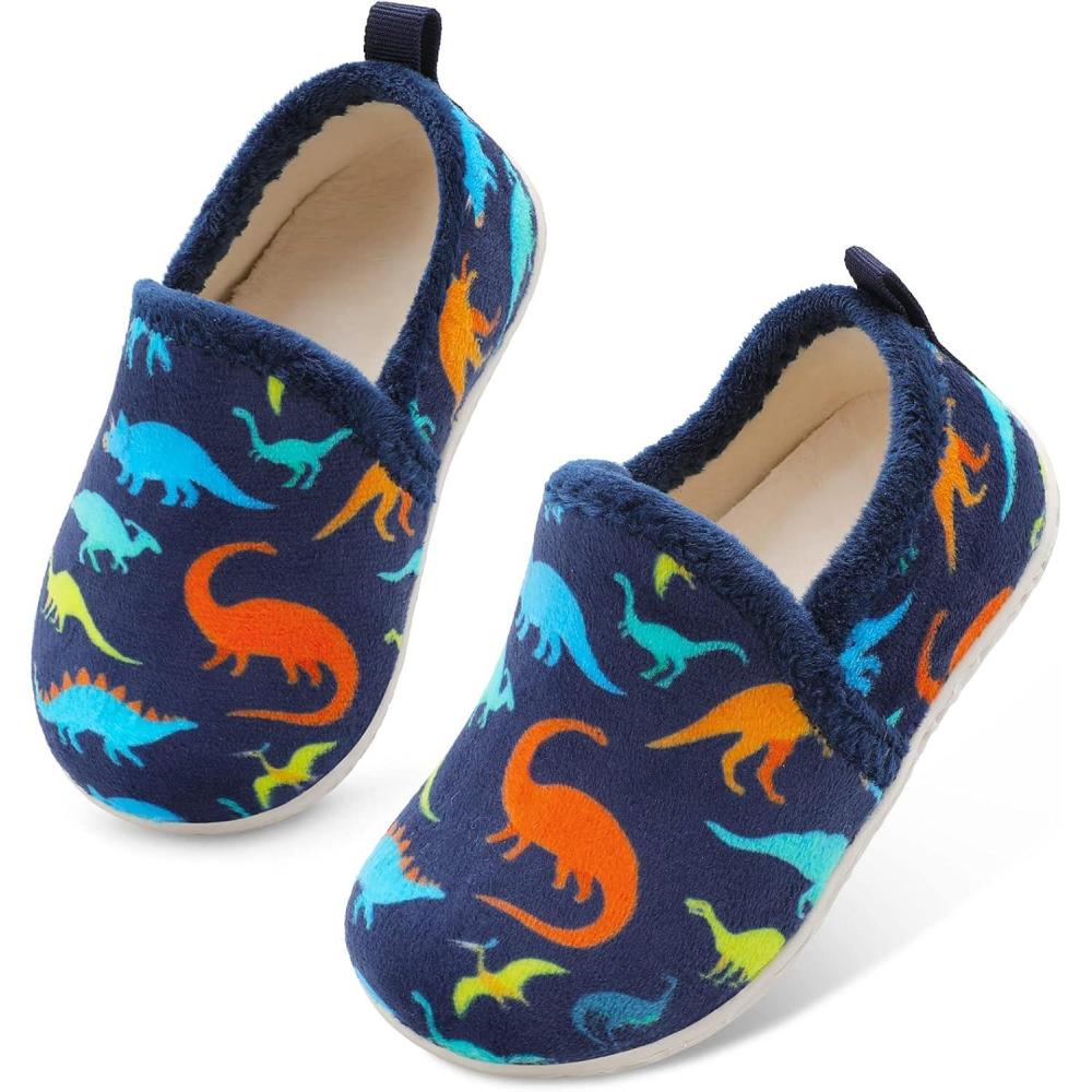 Lefflow Toddler Slippers Boys Girls House Shoes Slip on Baby Sock Shoes Lightweight Outdoor Walking Shoes(Nadinosaur)