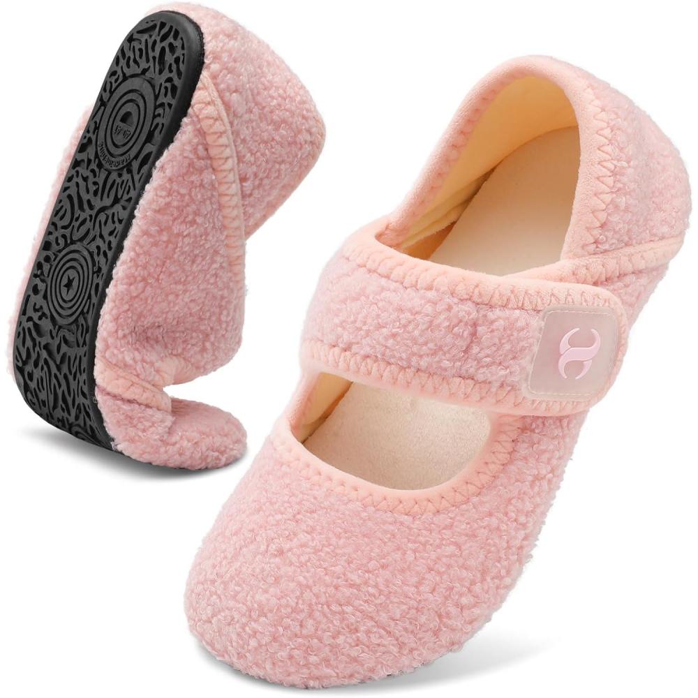 Comfy House Slippers for Women & Men – Wide Diabetic Sock Slippers, Soft & Cozy Barefoot House Shoes(Pink)