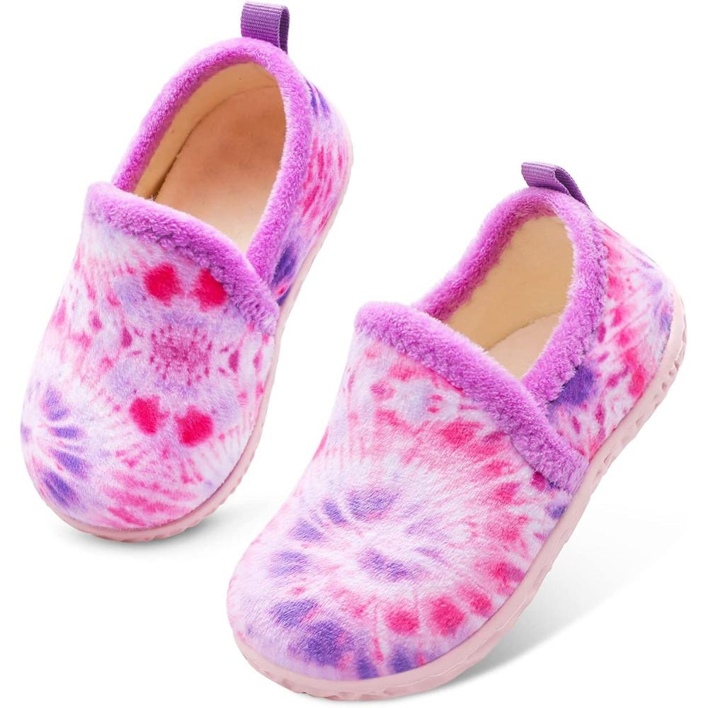 Lefflow Toddler Slippers Boys Girls House Shoes Slip on Baby Sock Shoes Lightweight Outdoor Walking Shoes(Dtpurple)