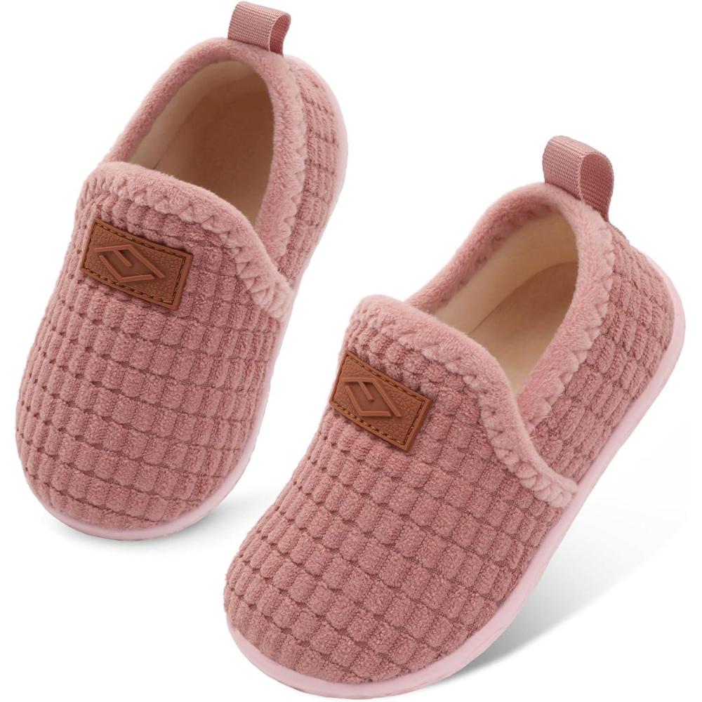 Lefflow Toddler Slippers Boys Girls House Shoes Slip on Baby Sock Shoes Lightweight Outdoor Walking Shoes(Nibletpink)