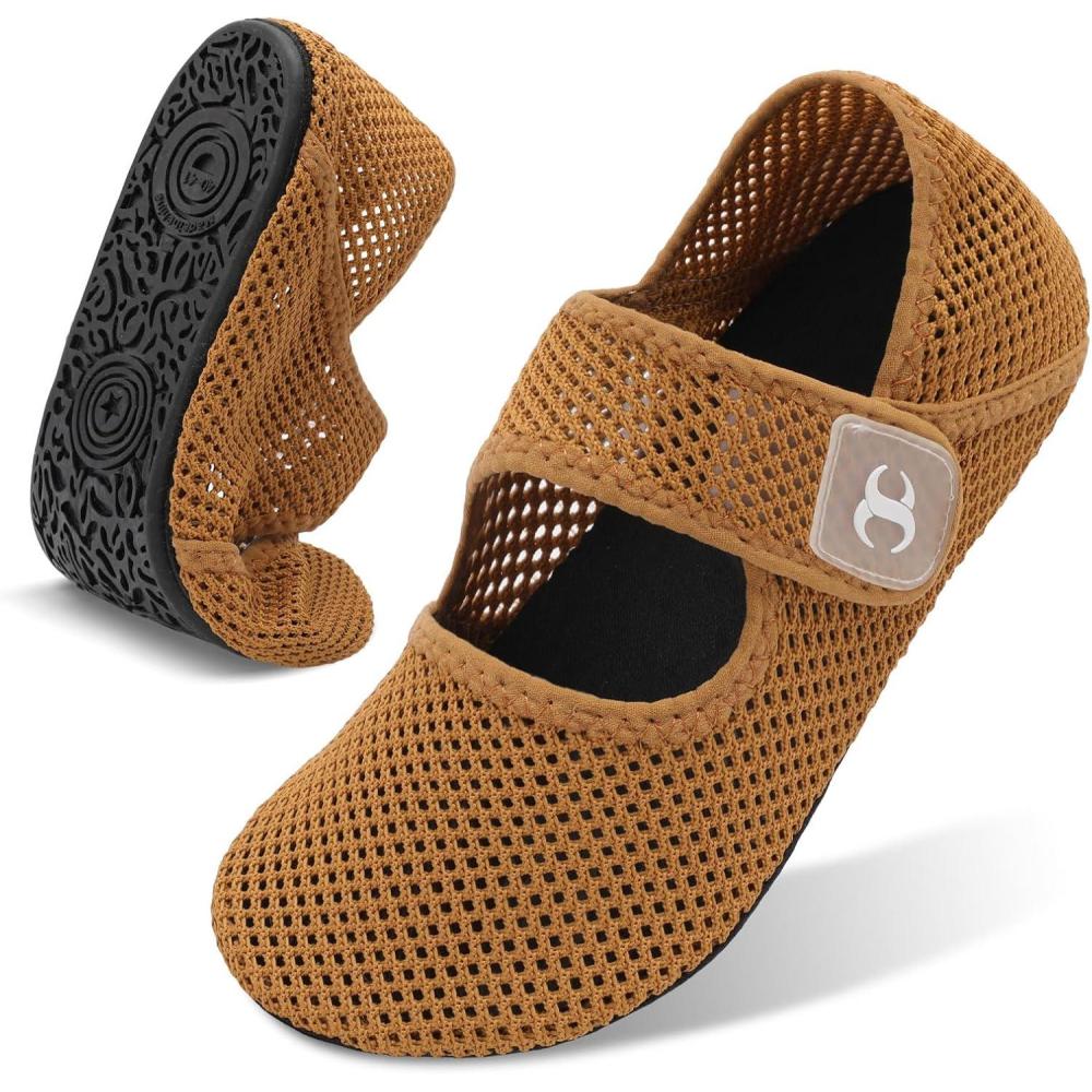 Water Shoes for Women Men Barefoot Beach Swim Aqua Socks Summer Wide Slides Sandals Quick Dry Pool River Sea Sock Shoes(Meshbrown)