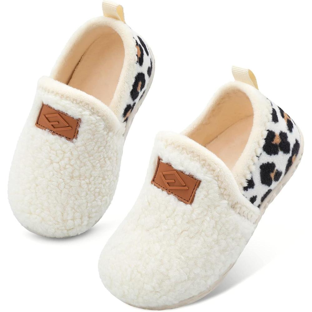 Lefflow Toddler Slippers Boys Girls House Shoes Slip on Baby Sock Shoes Lightweight Outdoor Walking Shoes(Spleopard)
