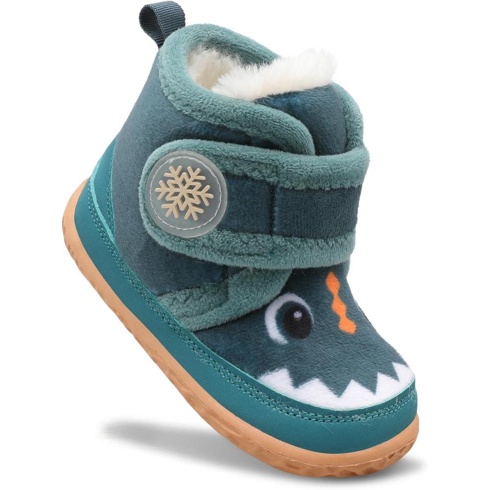 Scurtain Toddler Slippers Girl Boy House Shoes Fuzzy Hard Bottom Winter Boots Baby Cozy Walking Sock Shoes(Cutedinosaur)