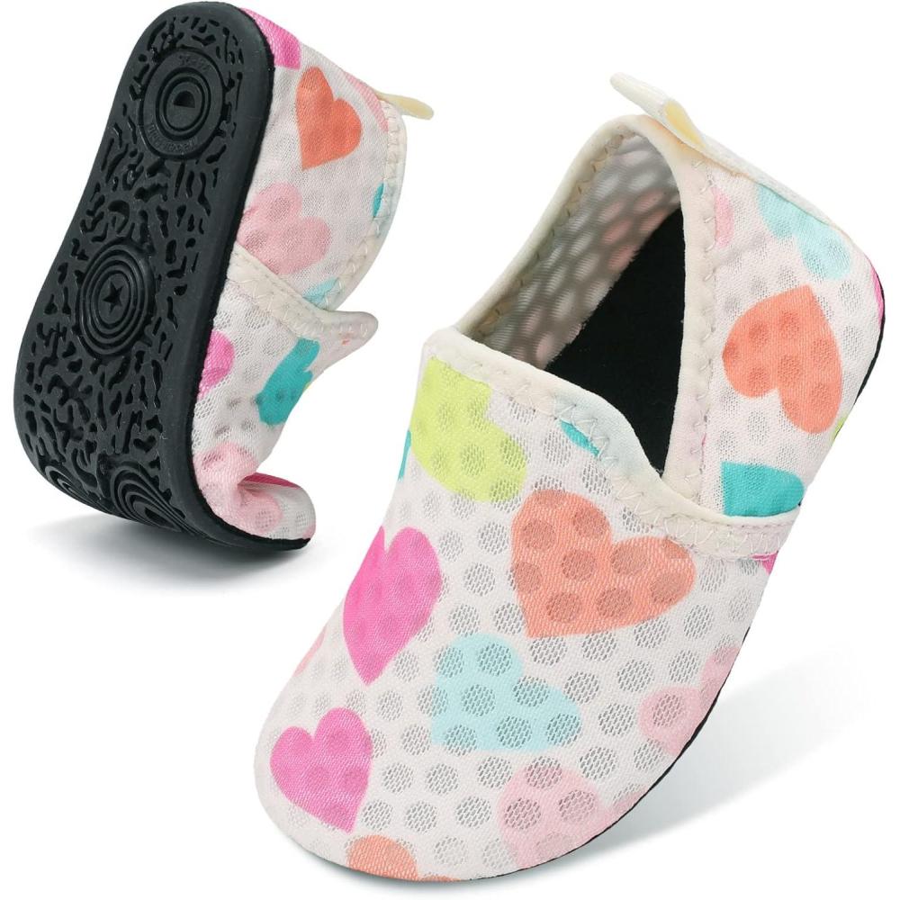 Lefflow Toddler Water Shoes Kids Quick Dry Beach Swim Socks Shoes Baby Non Slip House Slippers(Beheart)