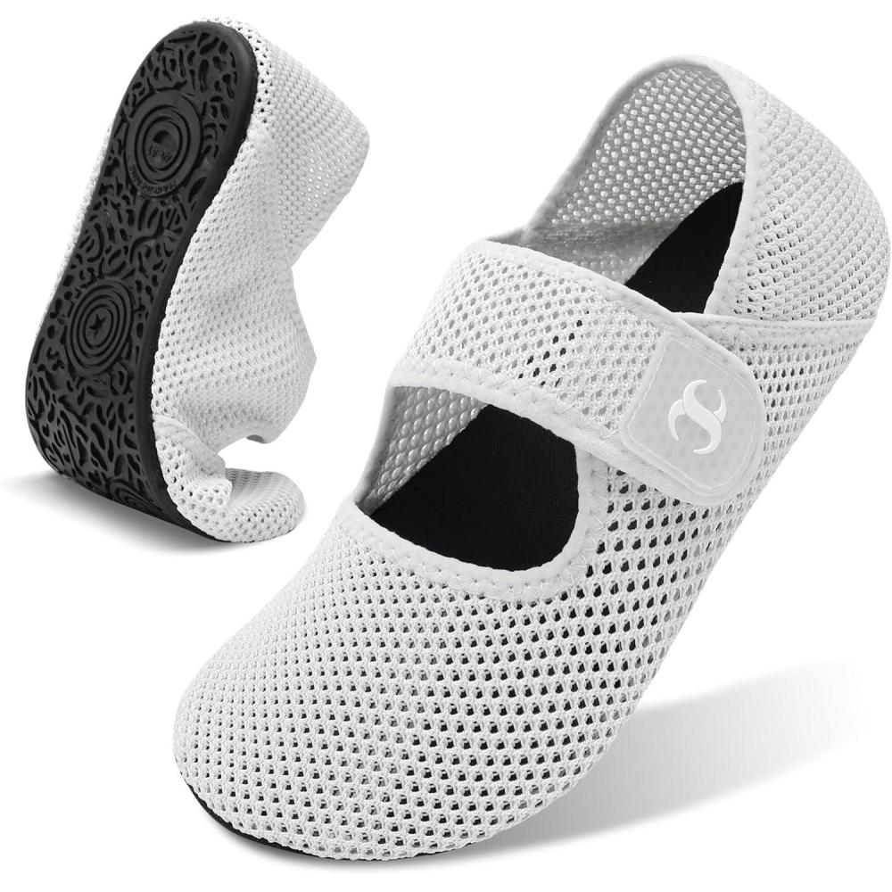 Water Shoes for Women Men Barefoot Beach Swim Aqua Socks Summer Wide Slides Sandals Quick Dry Pool River Sea Sock Shoes(Meshwhite)