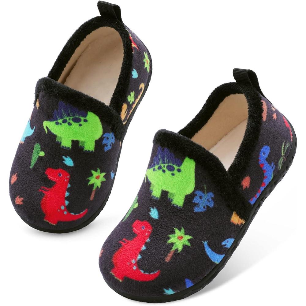 Lefflow Toddler Slippers Boys Girls House Shoes Slip on Baby Sock Shoes Lightweight Outdoor Walking Shoes(Badinosaur)