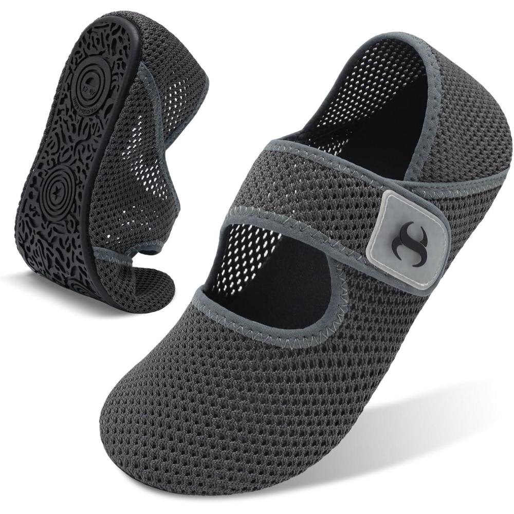Water Shoes for Women Men Barefoot Beach Swim Aqua Socks Summer Wide Slides Sandals Quick Dry Pool River Sea Sock Shoes(Meshgrey)