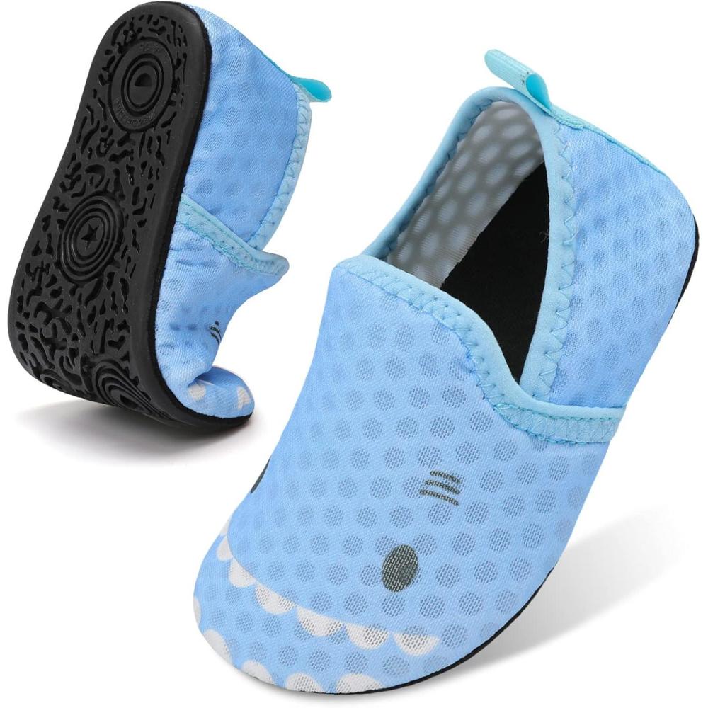 Lefflow Toddler Water Shoes Kids Quick Dry Beach Swim Socks Shoes Baby Non Slip House Slippers(Lightshark)