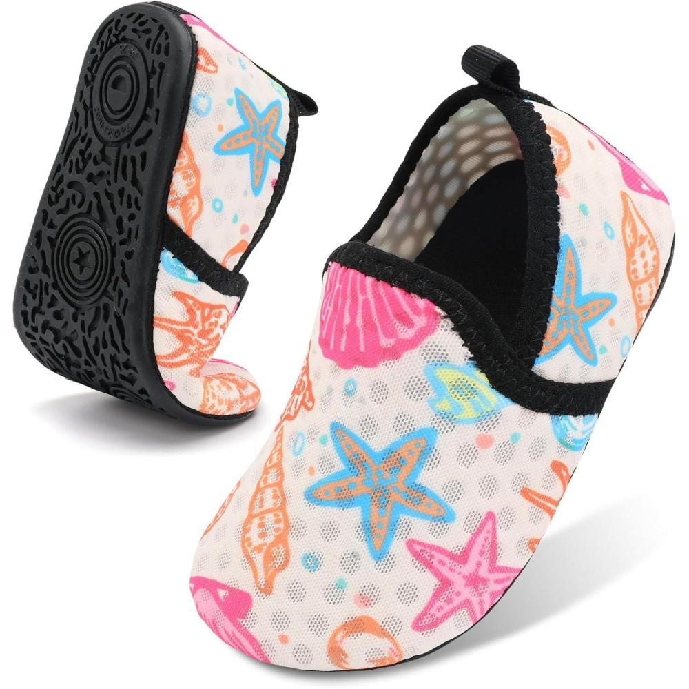 Lefflow Toddler Water Shoes Kids Quick Dry Beach Swim Socks Shoes Baby Non Slip House Slippers(Starfish)