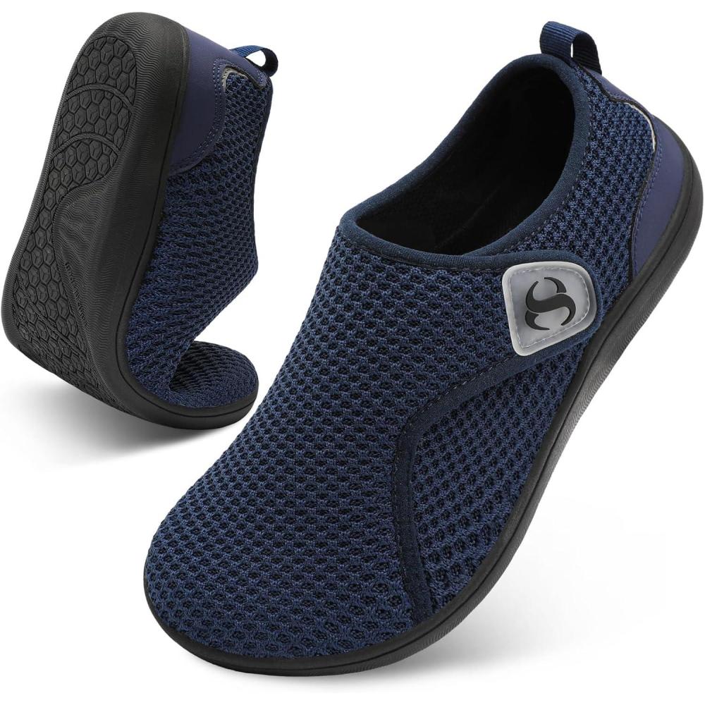 Womens Walking Shoes Comfortable Wide Diabetic Shoes Adjustable Zero Drop Edema Shoe Breathable Neuropathy Nursing Shoes Casual Wide Width Sneakers(Blue)