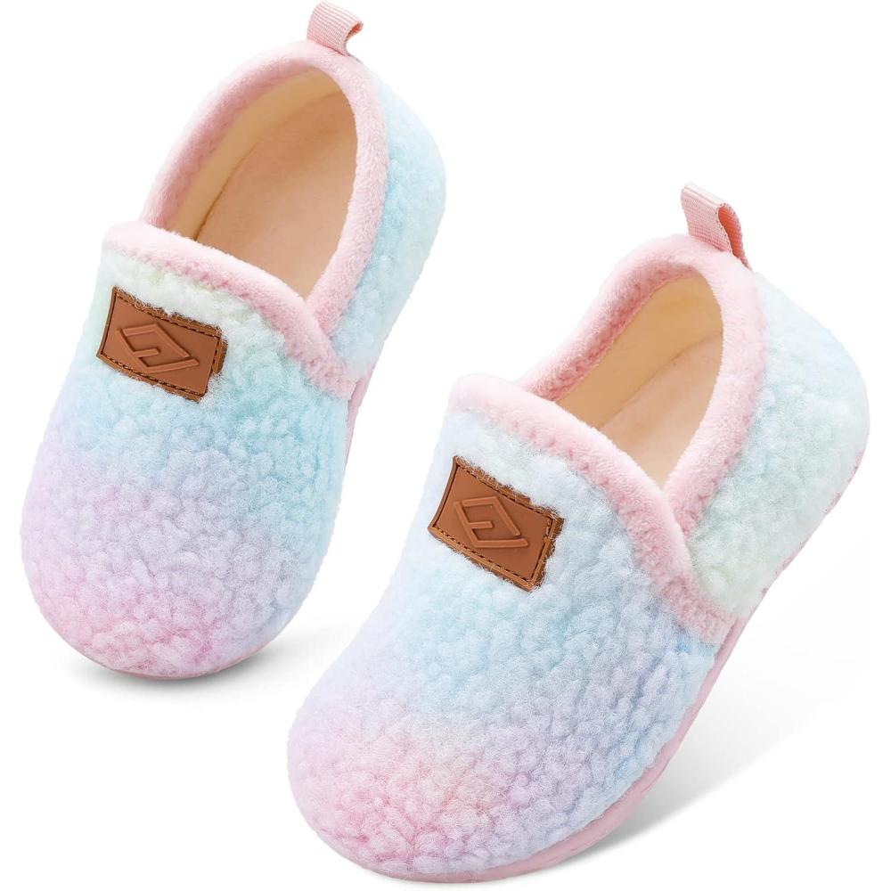 Lefflow Toddler Slippers Boys Girls House Shoes Slip on Baby Sock Shoes Lightweight Outdoor Walking Shoes(Dtpink)