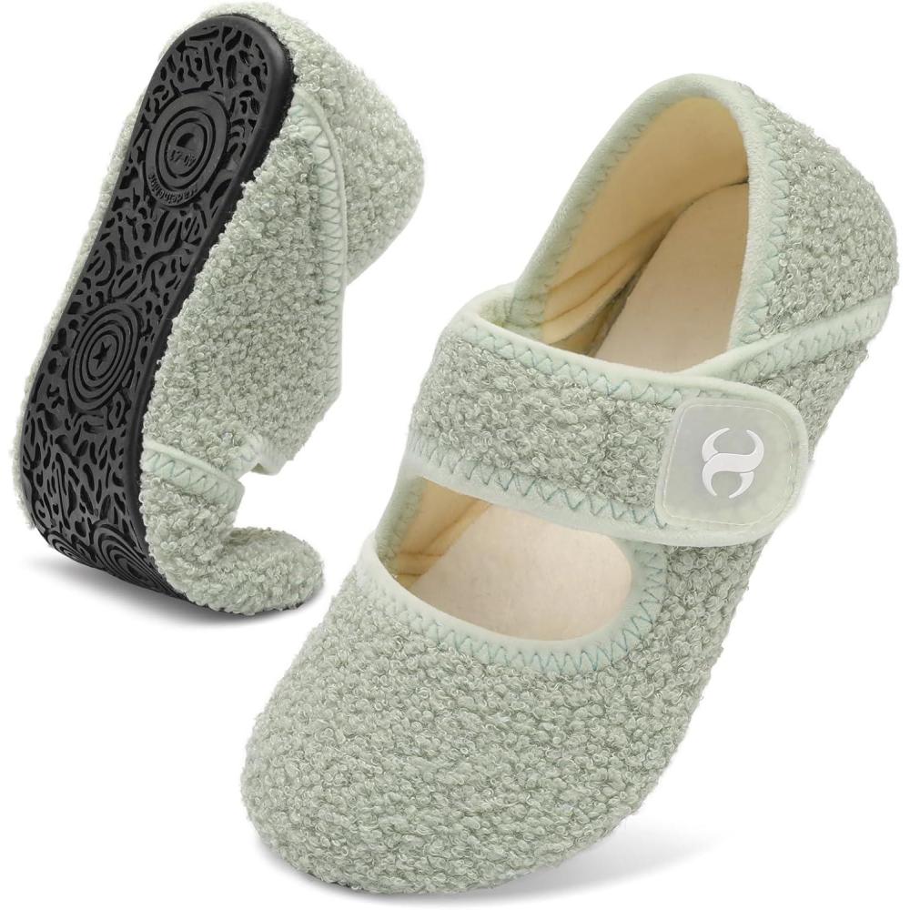 Comfy House Slippers for Women & Men – Wide Diabetic Sock Slippers, Soft & Cozy Barefoot House Shoes(Lightgreen)