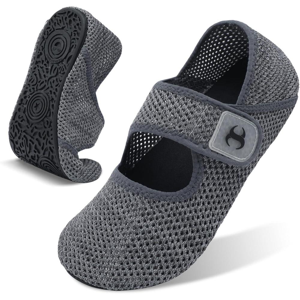 Water Shoes for Women Men Barefoot Beach Swim Aqua Socks Summer Wide Slides Sandals Quick Dry Pool River Sea Sock Shoes(Mesh Mixgrey)