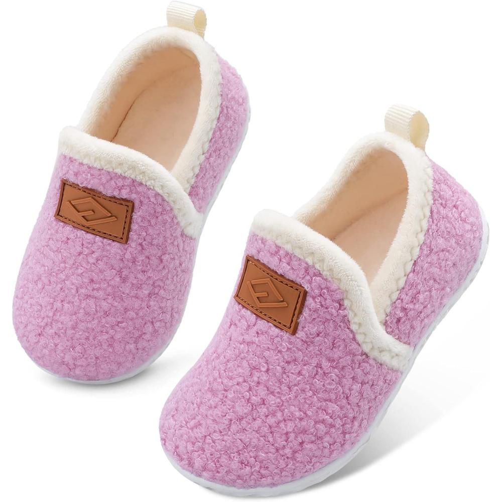 Lefflow Toddler Slippers Boys Girls House Shoes Slip on Baby Sock Shoes Lightweight Outdoor Walking Shoes(Purple)