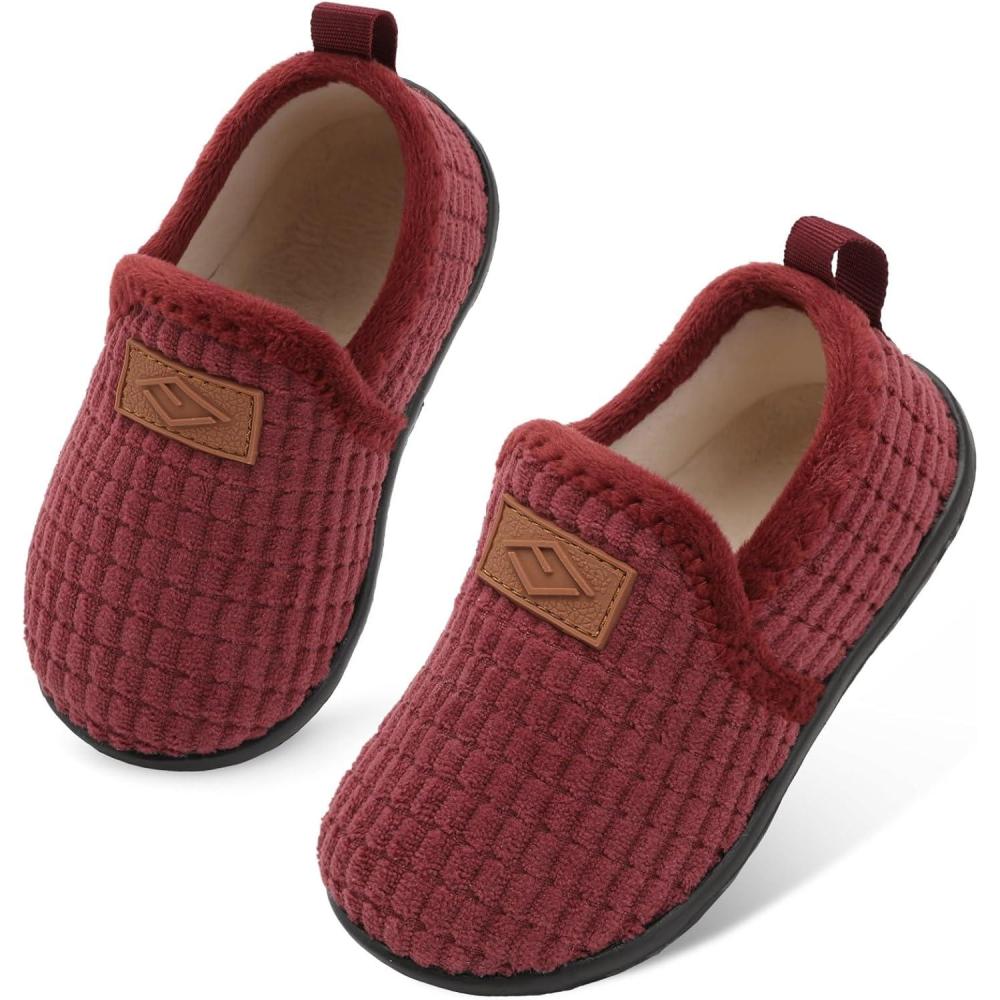 Lefflow Toddler Slippers Boys Girls House Shoes Slip on Baby Sock Shoes Lightweight Outdoor Walking Shoes(Nibletred)