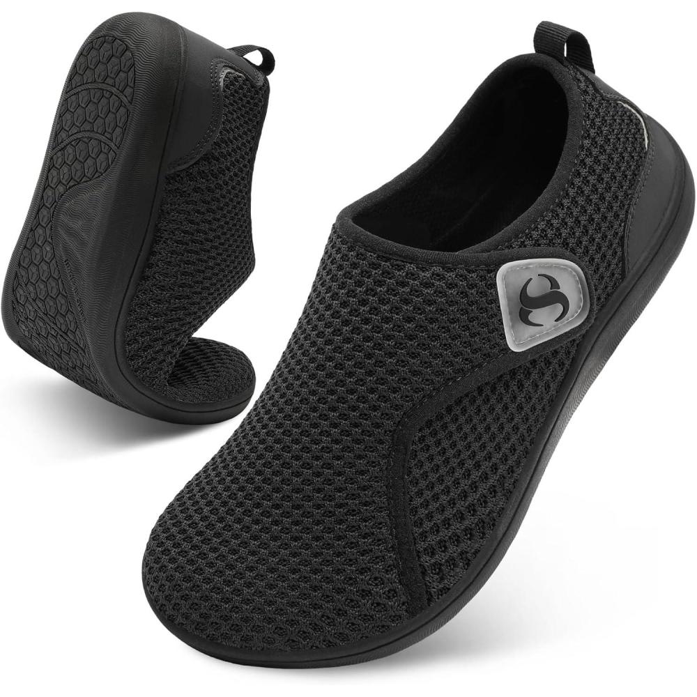 Womens Walking Shoes Comfortable Wide Diabetic Shoes Adjustable Zero Drop Edema Shoe Breathable Neuropathy Nursing Shoes Casual Wide Width Sneakers(Black)