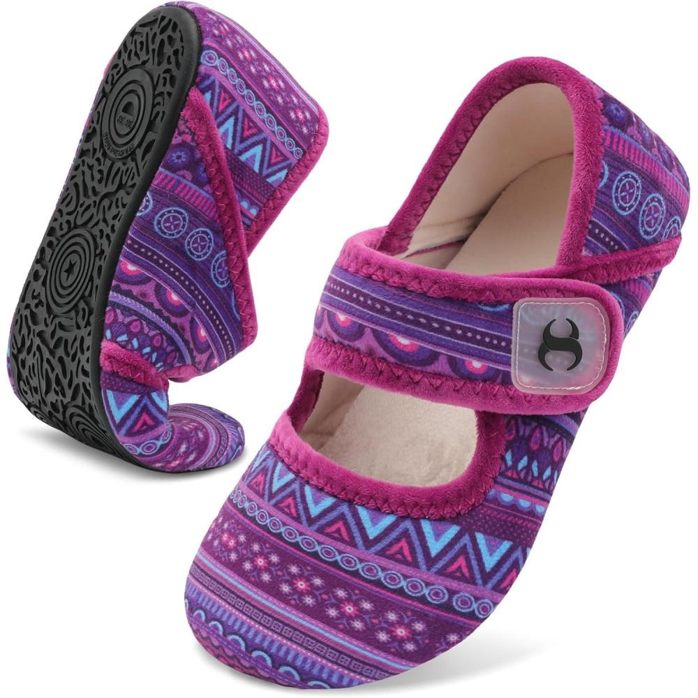 Comfy House Slippers for Women & Men – Wide Diabetic Sock Slippers, Soft & Cozy Barefoot House Shoes(Bohemiapurple)