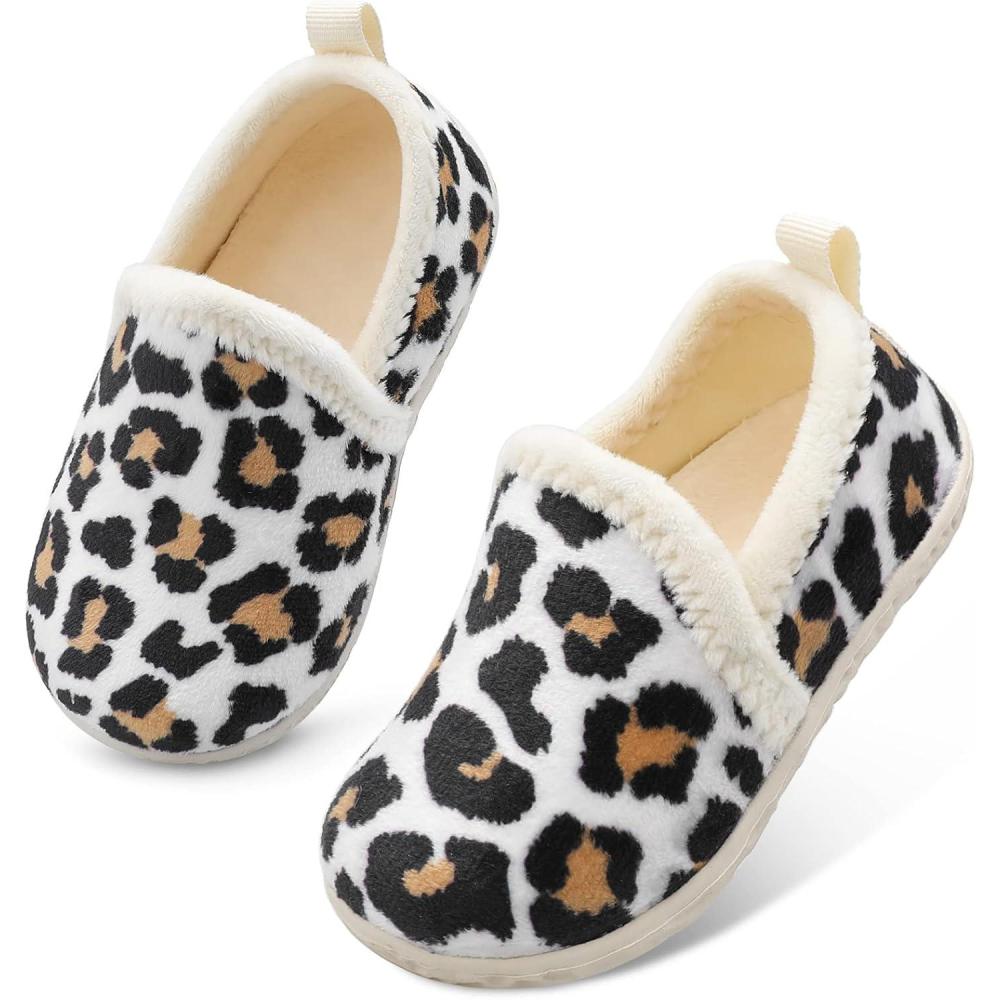 Lefflow Toddler Slippers Boys Girls House Shoes Slip on Baby Sock Shoes Lightweight Outdoor Walking Shoes(Beleopard)