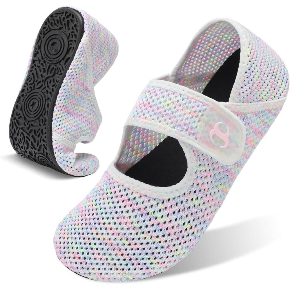 Water Shoes for Women Men Barefoot Beach Swim Aqua Socks Summer Wide Slides Sandals Quick Dry Pool River Sea Sock Shoes(Mesh Whitepink)