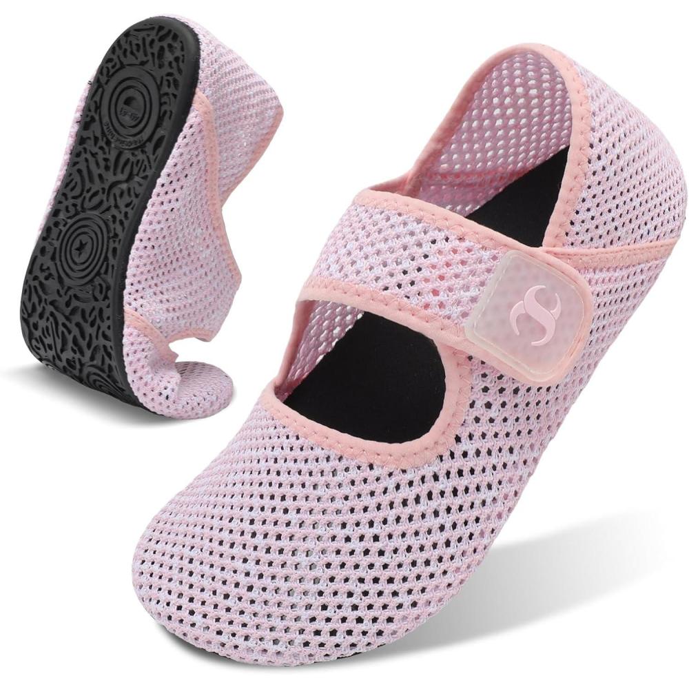 Water Shoes for Women Men Barefoot Beach Swim Aqua Socks Summer Wide Slides Sandals Quick Dry Pool River Sea Sock Shoes(Mesh Pink)