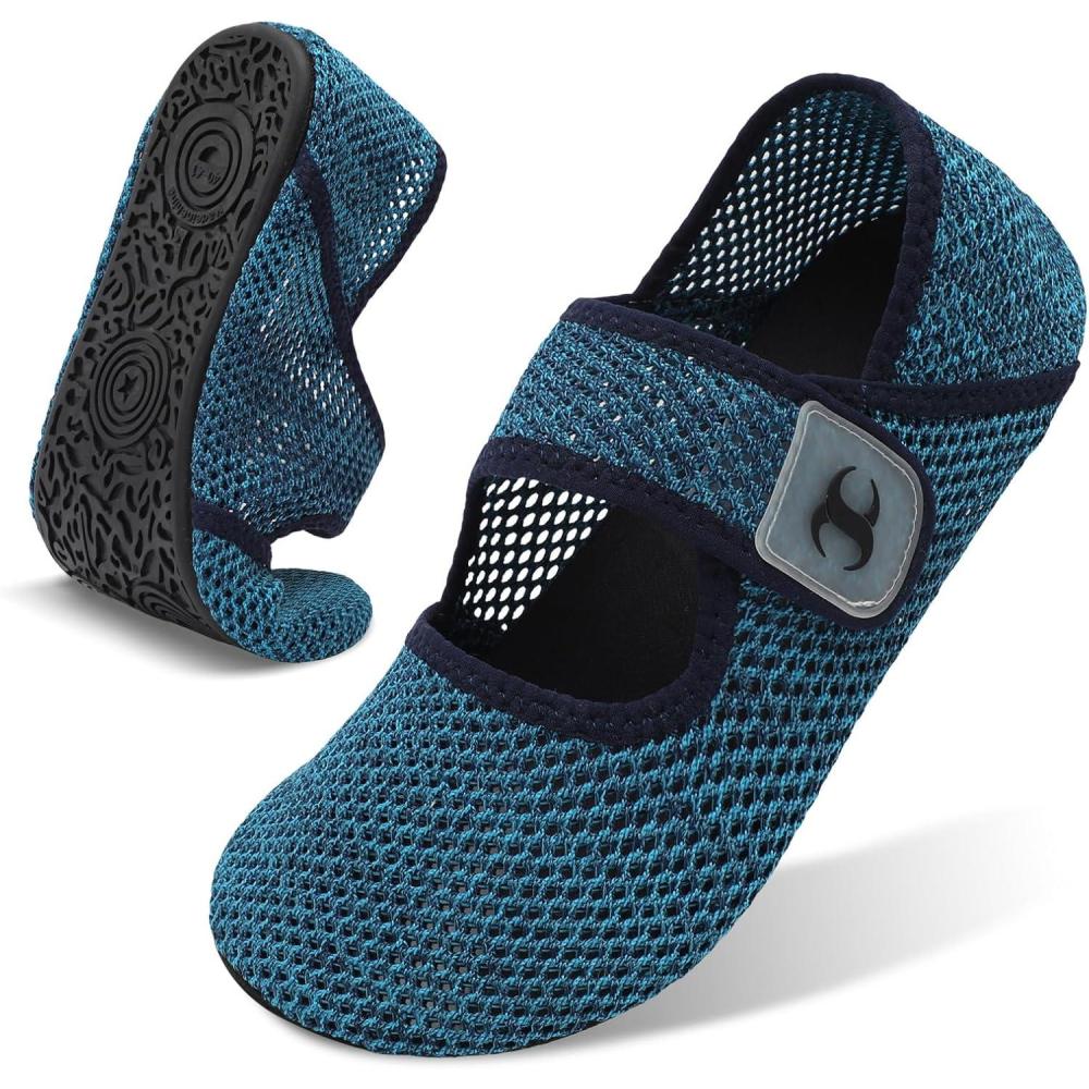 Water Shoes for Women Men Barefoot Beach Swim Aqua Socks Summer Wide Slides Sandals Quick Dry Pool River Sea Sock Shoes(Mesh Blue)
