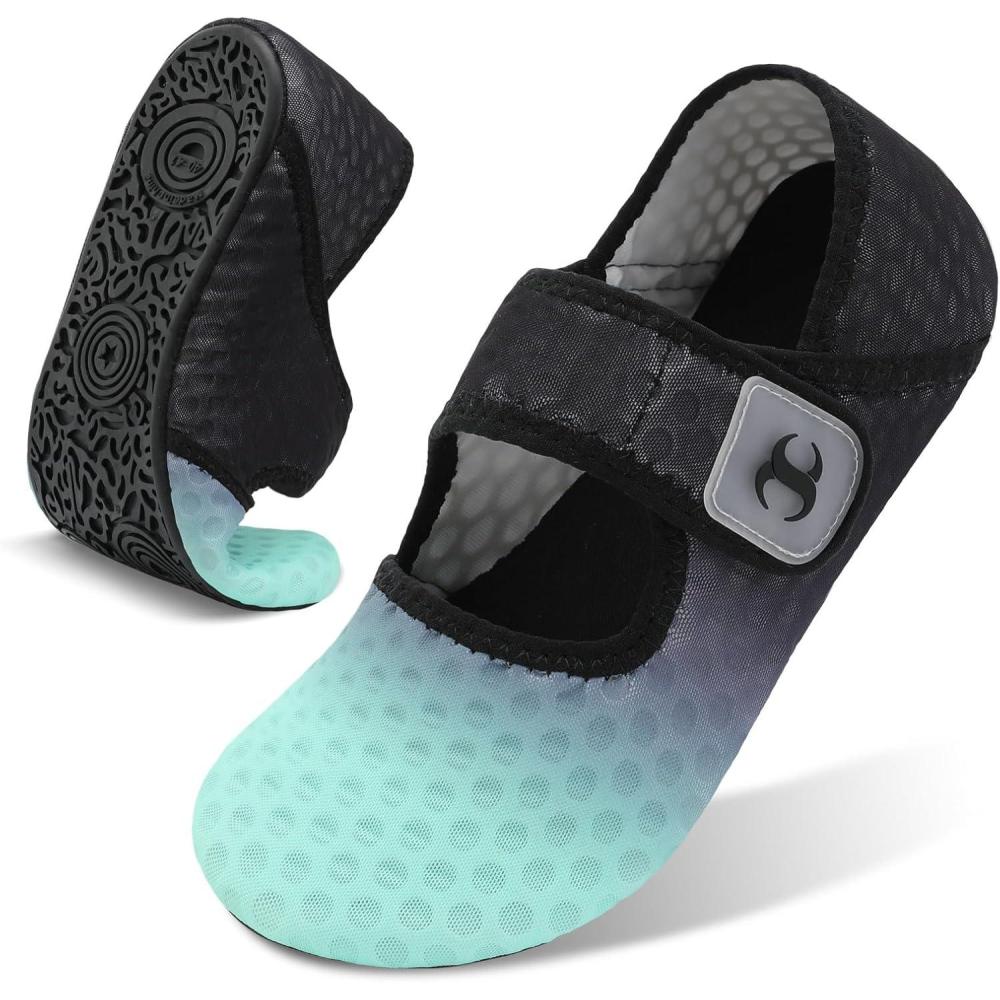 Water Shoes for Women Men Barefoot Beach Swim Aqua Socks Summer Wide Slides Sandals Quick Dry Pool River Sea Sock Shoes(Greenblack)