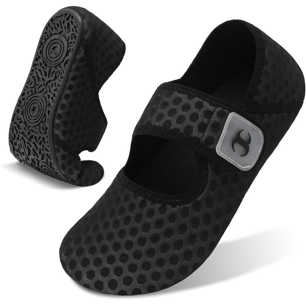 Water Shoes for Women Men Barefoot Beach Swim Aqua Socks Summer Wide Slides Sandals Quick Dry Pool River Sea Sock Shoes(Black)