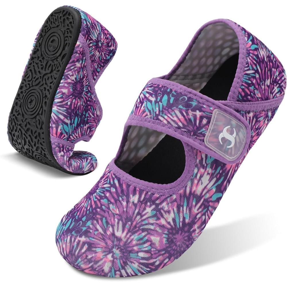 Water Shoes for Women Men Barefoot Beach Swim Aqua Socks Summer Wide Slides Sandals Quick Dry Pool River Sea Sock Shoes(Oldpurple)