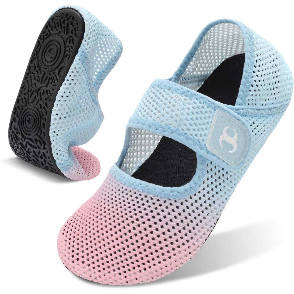 Water Shoes for Women Men Barefoot Beach Swim Aqua Socks Summer Wide Slides Sandals Quick Dry Pool River Sea Sock Shoes(Meshpinkblue)