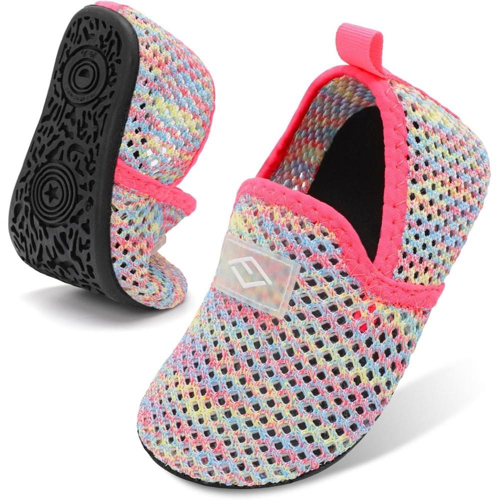 Lefflow Toddler Water Shoes Kids Quick Dry Beach Swim Socks Shoes Baby Non Slip House Slippers(Meshmixcolor)
