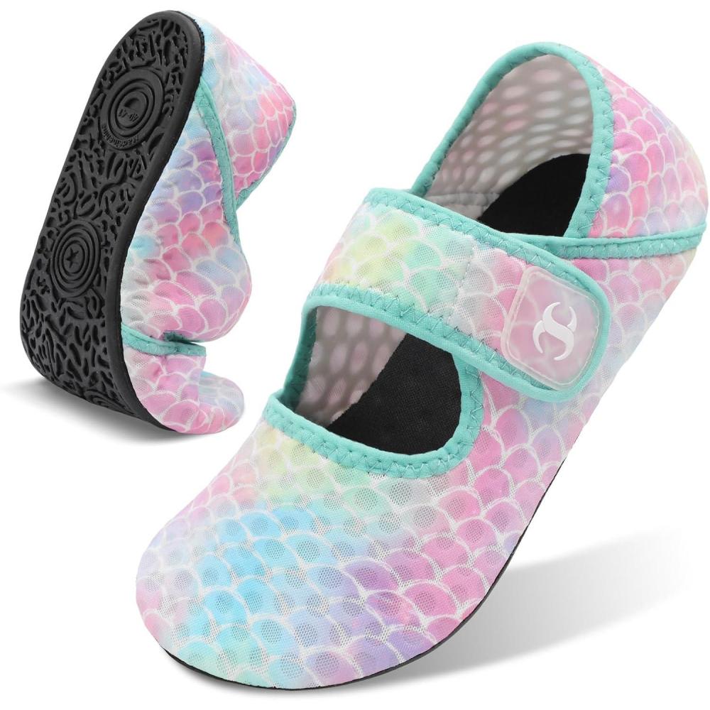 Water Shoes for Women Men Barefoot Beach Swim Aqua Socks Summer Wide Slides Sandals Quick Dry Pool River Sea Sock Shoes(Bluemermaid)