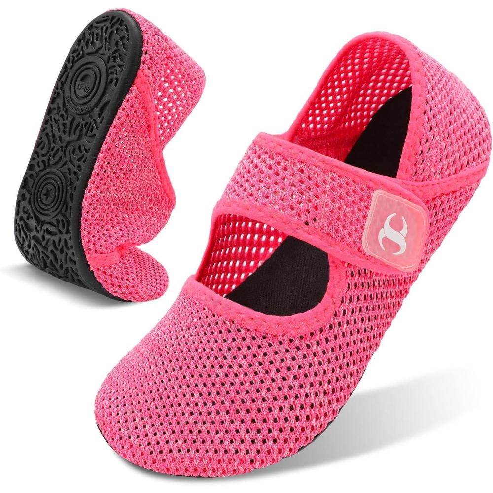 Water Shoes for Women Men Barefoot Beach Swim Aqua Socks Summer Wide Slides Sandals Quick Dry Pool River Sea Sock Shoes(Meshrosered)