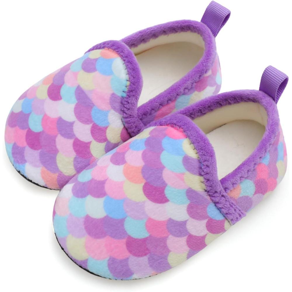 Scurtain Unisex Kids Toddler Slippers(Colorful/Purple)