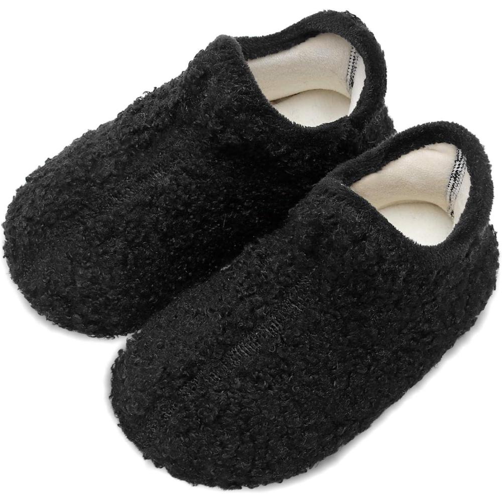 Scurtain Unisex Kids Toddler Slippers(Black/High Top)