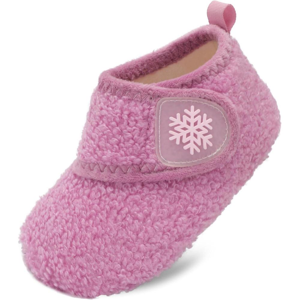 Scurtain Toddler Slippers Winter Boots Kids Slippers Girls Boys Toddler Snow Boots Baby Warm Socks Lightweight House Shoes Non-Slip Ankle Booties Walking Shoes(Purple)
