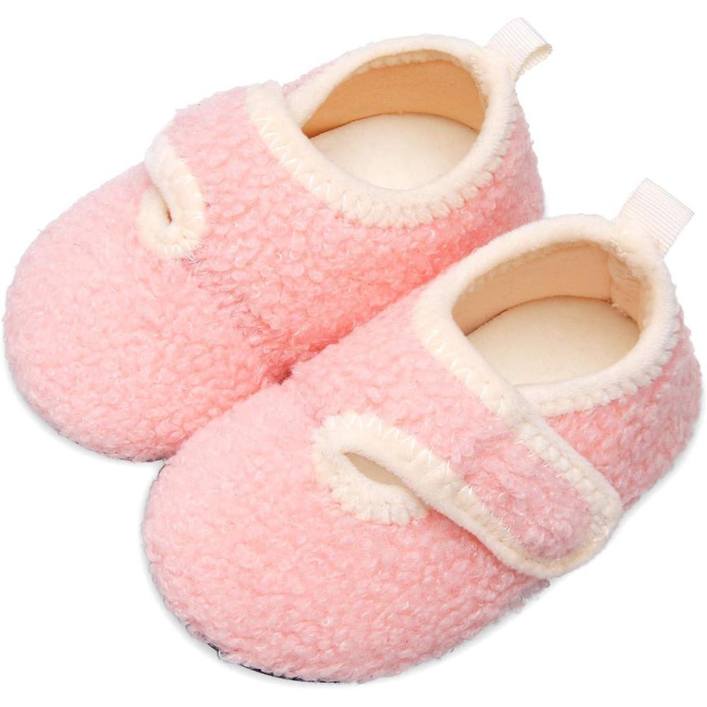 Scurtain Unisex Kids Toddler Slippers(Pink/Buckle)