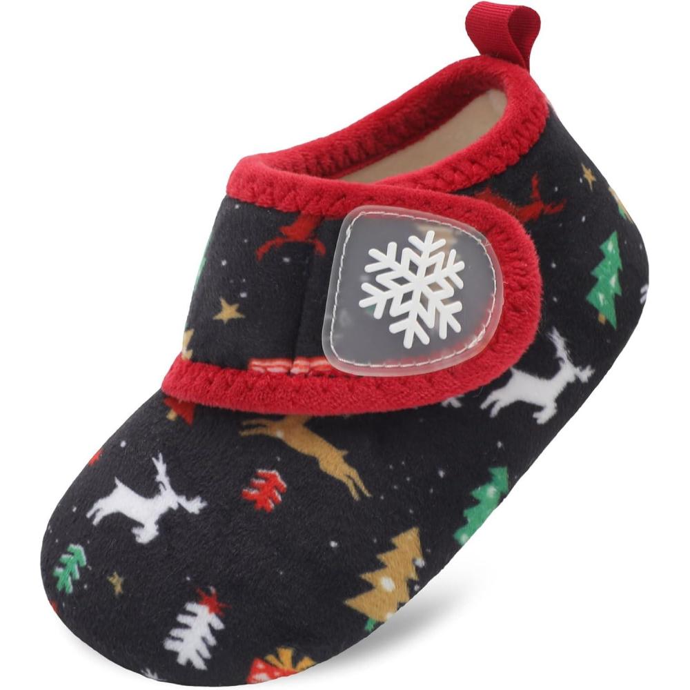 Scurtain Toddler Slippers Winter Boots Kids Slippers Girls Boys Toddler Snow Boots Baby Warm Socks Lightweight House Shoes Non-Slip Ankle Booties Walking Shoes(Deer)