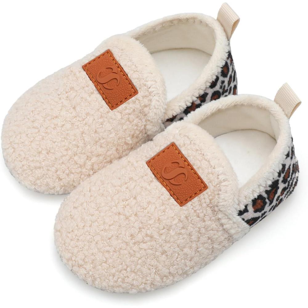 Scurtain Unisex Kids Toddler Slippers(Beige)