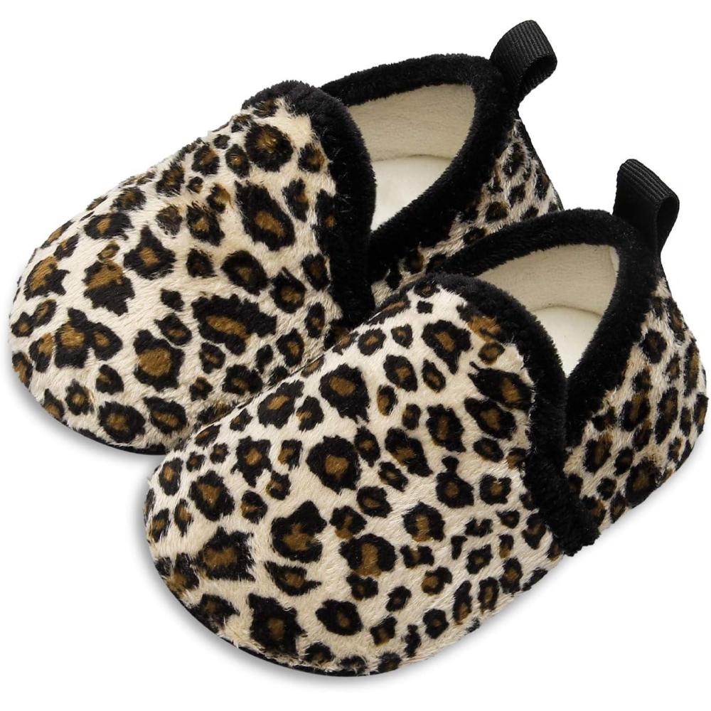 Scurtain Unisex Kids Toddler Slippers(Leopard)