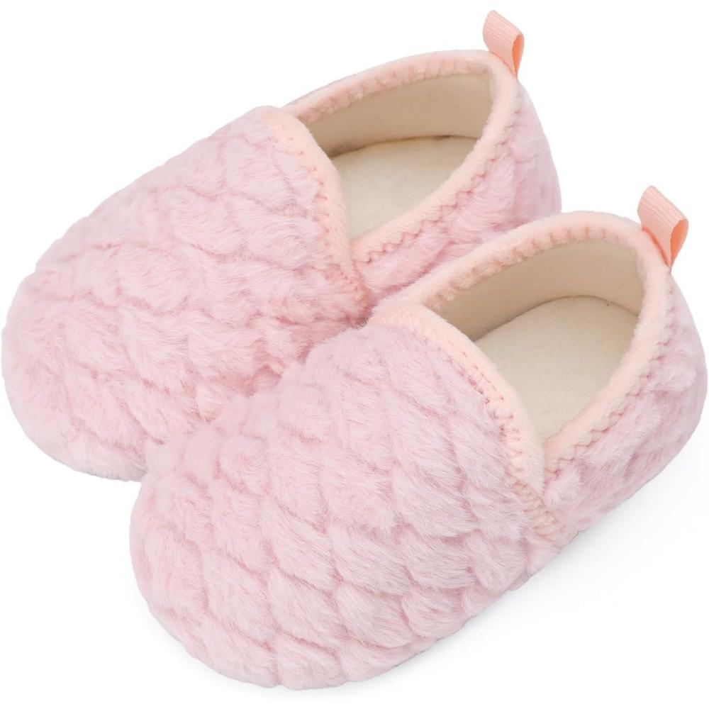Scurtain Unisex Kids Toddler Slippers(Pink/Diamond Shape)