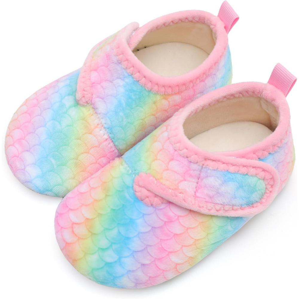 Scurtain Unisex Kids Toddler Slippers(Colorful/Scale)