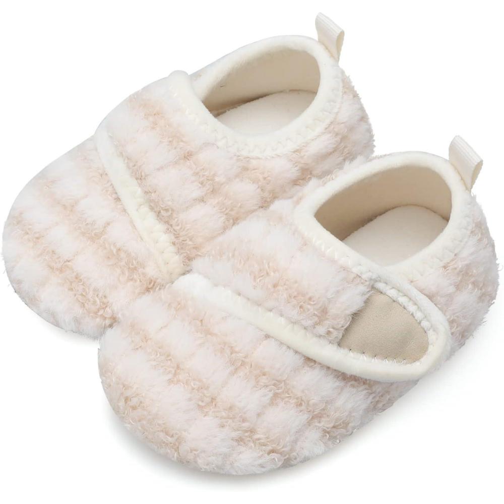 Scurtain Unisex Kids Toddler Slippers(Beige/Fusion)