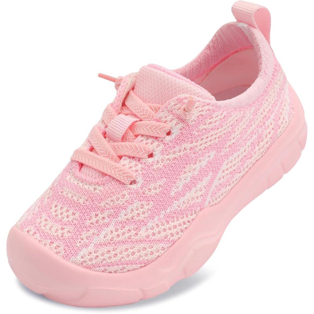 Scurtain Toddler Shoes Boys Girls Barefoot Shoes Kids Breathable Sneakers Slip on Toddler Sneakers(Pink)